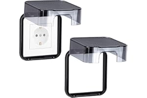 XYUAYAMZ Cubierta Toma Corriente, Tapa Enchufes Pared Tipo 86, Protector Caja de Enchufe Impermeable, Autoadhesivo Tapa de Enchufe para Baños Cocina Salón, Plástico, 2 Piezas, Negro Transparente