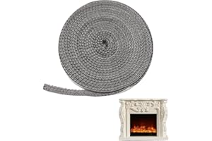 OMCGG 4M Guarnizione per Camino, 10mm Guarnizione per Porta Stufa Resiste alle Alte Temperature Nastro Isolante per Camino in Fibra di Vetro per Stufe Tubo di Forno Caminetto Camino