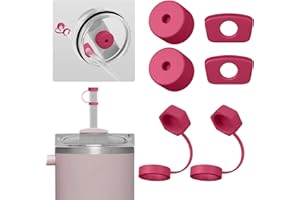 Nearockle 6 sztuk silikonowych pokrywek na słomkę, ochrona przed wyciekiem, kompatybilne z kubkami Stanley Quencher H2.0, 850 ml i 1,2 l, akcesoria FlowState (namiętny róż)