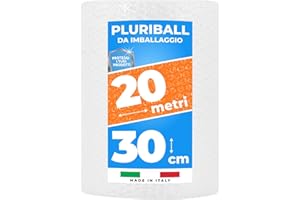 IMBALLAGGI 2000 - Pluriball Imballaggio da 20 Metri x 30 cm, Ideale per Spedizione Trasloco e Trasporto, Plastica per Imballaggio Antistrappo e Antiurto per Protezione Oggetti (1 Rotolo)