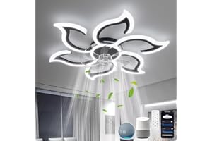 ‎YOLEDY YOLEDY Smart Deckenlampe mit Ventilator Leise mit Fernbedienung, 88cm Schlafzimmerlampe mit Ventilator Kompatibel mit Alexa und Google Home, Deckenventilator mit Beleuchtung Winterbetrieb, Schwarz
