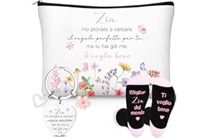 Geyoga 3 Pezzi Regalo per Zia Portachiavi a Forma di Cuore Calzini Pochette per Zia Regalo di Compleanno Ringraziamento Regalini da Nipote per Donna Famiglia Natale