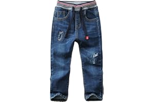 Happy Cherry Jeans per Bambini da 3 a 14 Anni con Tasche Elastico in Vita Pantaloni Lunghi Jeans Denim Stretch Ragazzo Primavera e Autunno