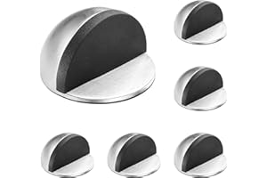 Owelth Lot de 6 Arrêts/ Butées de Porte Adhesive en Acier Inoxydable, Bloque avec Pare-Chocs en Caoutchouc, Arret de Porte Sol Protection de Portes et Murs (Argent)