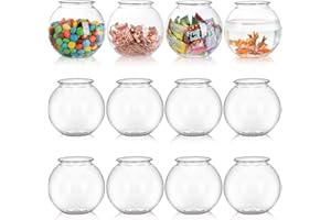 Okllen 12 Pack Plastic Fish Bowls, 16 Oz Clear Ivy Bowls for Decoration, Mini Shatterproof Drink Bowl Sweet Bowl for Carnival Game Accessory, Drinks, Candy, Party Favors & More