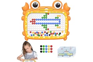 BALOBOO Large Crab Magnetic Drawing Board - Magnetic Dot Art for Toddlers with Pen and Beads Kids Montessori Educational Preschool Toy for Boys and Girls Aged 3-6 Years Old