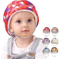 Casque Anti-Choc Bébé Fettwal - Protection Tête 360°, Coton, 0.5-3 Ans, Ours Rouge
