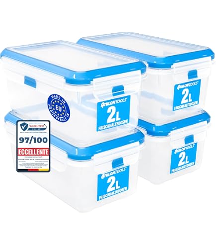 LocknLock Set 5 Contenitori Rettangolari Per Alimenti 1L In Plastica: Ermetici, Impermeabili, Senza BPA, Adatti A Microonde E Lavastoviglie - 4