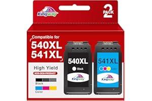 KINGWAY 540XL 541XL Ink Cartridges Replacement for Canon 540 and 541 Ink Cartridges for Canon 540 541 Printer Ink for Pixma TS5150 MG3600 TS5151 MG3650S TS5100 MG4250 MG3650 MX475 MG3250, 2 Pack