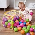 Vinsani 100 Multicoloured Soft Plastic Play Pit Balls Non Toxic and BPA Free with Clear PVC Carry Bag for Indoor Outdoor Swimming Pool Ball pit Trampoline Play