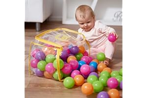 Vinsani 100 Multicoloured Soft Plastic Play Pit Balls Non Toxic and BPA Free with Clear PVC Carry Bag for Indoor Outdoor Swimming Pool Ball pit Trampoline Play