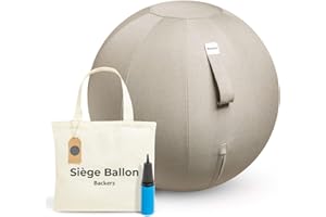 Backerz Siège Ballon - Ballon Ergonomique Bureau & Yoga Chaise Ballon en Taille 55CM 65CM 75CM - Capacité 110kg, Housse en Lin Doux Lavable - pour Une Bonne Posture Ballon pour Le Bureau