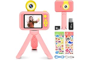 Jirmerp Macchina Fotografica Bambini,Macchina Fotocamera Bambini con Scheda SD 32 GB 1080P HD Videocamera Selfie Fotocamera Regalo Giocattolo per Bambini