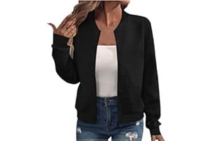 Guhmomh Bomber Jacket Women's Fashion Blouson Jacket Lightweight Transition Jacket Zip Streetwear Autumn Outwear Casual Aviator Jacket Plain Sports Top Pilot Jacket Sweat Jacket Winter College Jacket