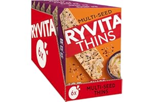 Ryvita Multiseed Thins | Dipping, Snacking, Sharing | High Fibre | Healthy | 6 PACKS of 125g