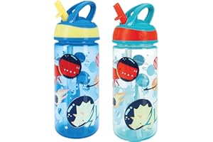 Nuby Super Flip Water Bottle-No Spill Active Toddler Sippy Cup|540ml/18oz |Carry Handle|Freeflow|Dishwasher, Steriliser Safe|Suitable Beaker for 18 Months Plus (Dinosaurs, Pack of 2)