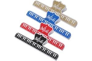 KEWEIDING Lot de 4 pinces pour partitions de musique, support de musique pour piano, support pour support, feuille, livre, marqueur, fichiers papier, photos, pinces alimentaires