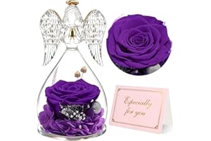 Yamonic Rose Eternelle Cadeau Femme Angel Figura de Cristal con Flor Eternelle Cadeau maaman,Cadeau Anniversaire Femme angge Guardian Cadeau abuelie,Angel décoration Noel,Cadeau Fete Des Meres,True