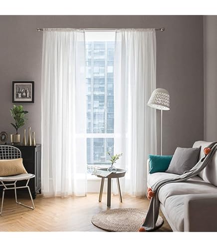 MIULEE Linnen gordijnen, met plooiband, wit, gordijn, linnenlook, plooiband, woonkamer, modern, voile, railsysteem, slaapkamer, set van 2, 140 x 215 cm, naturel