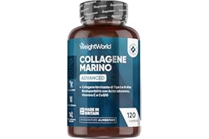 WEIGHTWORLD Collagene Marino con Acido Ialuronico in Peptidi Titagen di Collagene Idrolizzato, Tipo I e III, Advanced, con Vitamina C, Coenzima Q10 e Zinco, Senza Magnesio Stearato né Glutine, Collagen da 1200mg