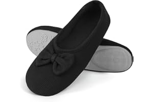 OFFCUP Ballerines Femme Fermé, Ballerines Plates Pliable, Chaussures Plates avec Motif Noeud, Chaussons Femme Pointe Ronde avec Semelle Souple, Ballerines en Coton