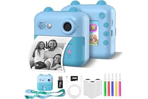 Zhwidnerso Kids Camera Instant Print, 1080P HD Kids Digital Camera with 3 Rolls Print Paper, 32G TF Card, 5 Colour Pens, Instant Camera Video Recorder Printing Camera Gift for Girls Boys