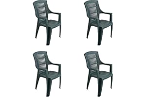 TRABELLA Garden Resin Plastic Parma Stacking Chair Green PACK of 4