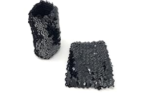 CADOLINE Pair Of Womens Sequin Polyester Fancy Dress Wristbands 16 x 10cm