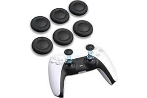 Meyaar Joystick Replacement Caps for PS5 Controller, Thumb Grip Joystick Replacement Cap Repair Accessories Compatible with PS5 & PS4 Controllers – Pack of 6 (Pro Black (Enhanced Grip))