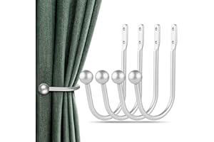 GOBUTEND Curtain Holdbacks, 4 pcs Curtains Holder Wall Mounted Drapery Tiebacks Retro Window Hook for Home Decor, Silver