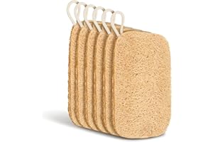 KITDAHOM 6 Piezas Esponjas de Luffa - Loofah 11 x 7,5 cm - Material Natural de Luffa - Para Limpieza de Platos, Exfoliación - Adecuado para Cocina, Baño, Camping (Color Natural)