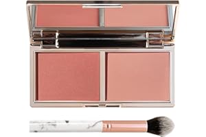FRESFRESI Soft Blush Makeup Powder Palette with Mirror & Brush, Matte & Shimmer Formula for Natural-Looking, Weightless & Long-Lasting Cheek Tint
