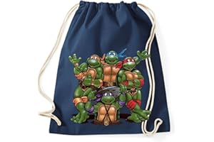 TRVPPY Baumwoll Turnbeutel Sportbeutel Modell TURTLES Farbe Navyblau
