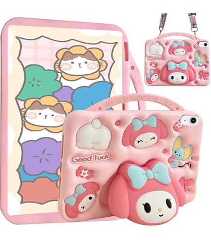 Cartoon Case For IPad Mini 6 8.3",MONEHOYSY Cute Soft Silicone Kickstand [Drop Proof,Shock Proof,Anti Slip] Back Stand Cover Case For Kids Children Teens Girls Boys (Kurom-4 - View #4
