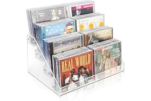 Vowcarol 4-Tier CD Storage Organizer, Dvd Case Holder Organizer CD Holder for 32 CD Jewel Cases