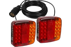 AOHEWEI Magnetic LED Trailer Tail Light Kit 12V Truck Rear Lamp With Magnet, 7.5m Cable and 7 Pin Plug for Trailer, Lorry, Caravan or Truck