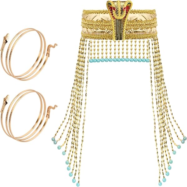 Boland Diadema De La Reina Del Nilo – Tocado Egipcio Con Serpiente Dorada Y Piedras De Colores – Ideal Para Fiestas Temáticas Y Carnaval