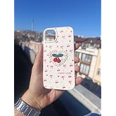 Lavderuar Cherry Loves Nakışlı Kawaii Kiraz Desenli Telefon Kılıfı &ndash; iPhone ile Uyumlu, Darbe Emici, Şık ve Dokulu Arka Kapak