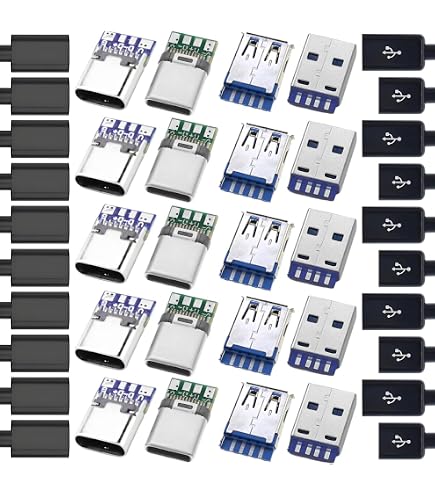 Kit Fai-da-te 10 Connettori USB-C Maschio 4 Pin Con Alloggiamento E PCB – Per Saldatura E Progetti Personalizzati