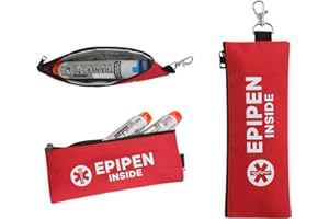 YOUSHARES EpiPen Carry Case - Portable Epipen Holder, Epipen Carrier Emergency Medical Pouch, Injection Travel Case for Allergy Medicine Essentials & Diabetes(Red)