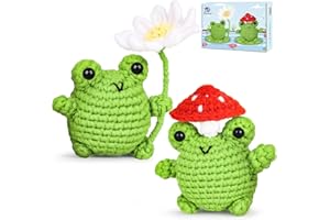 Crochetta Crochet Kit for Beginners, Beginner Crochet Animal Kits for Adults with Step-by-Step Video Tutorials, DIY Knitting & Crocheting Craft Hobbies Supplies, 2 Pack Frog Amigurumi(40%+ Yarn)