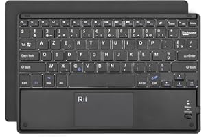 Rii BT11 Clavier sans Fil bureautique Ultra Fin Bluetooth AZERTY avec Touchpadpour Windows, Linux/Ubuntu, Android, Tablette, Smartphone