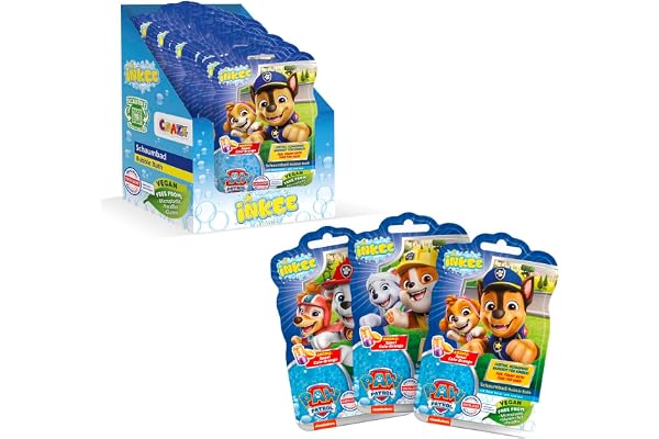 INKEE Bubble Bath Pat Patrouille - Bain moussant pour enfants, Liquide pour mousse de bain BLEUE avec Aloe Vera & arôme soda orange, 15x 40g