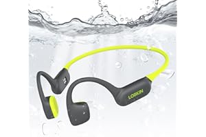 LOBKIN Cuffie Conduzione Ossea Nuoto, IPX8 Impermeabili Auricolari Piscina Nuoto Bluetooth 5.4, Cuffie Subacquee con Lettore MP3 da 32G, Wireless Auricolari per Nuoto, Surf, Corsa, Ciclismo