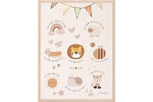 Mutzauber® Poster Kinderzimmer A3 | Bild Kinderzimmer | Deko Babyzimmer Jungen Mädchen | Bilder Bär Tiere Bilder Wandposter Kinderzimmer Affirmationsposter (ohne Rahmen)