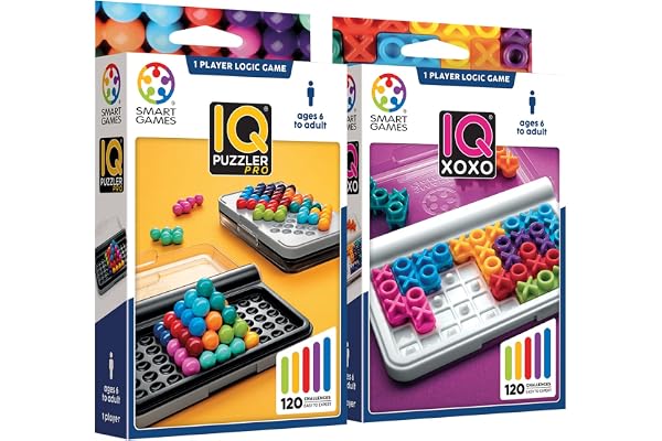 Smart Games - IQ Puzzler Pro + IQ XOXO, Jeux De Logique, Jeu De Reflexion, Jeux Educatif 6 Ans, Jeux De Société Enfant, Jeux De Voyage Enfant, Puzzle Enfant