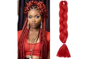Benehair Braids Extensions Jumbo Kunsthaar zum Einflechten Box Braids Haarverlängerung Zopf Haare zum Einflechten Rot Haar Braids Extension für Damen Mädchen Rot 60cm