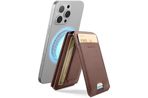 SURITCH Wallet Kompatibel mit MagSafe, NFC Kartenhalter mit RFID-Blockierung, Magnetische Handy-Stativ-Geldbörse mit Verstellbarem Ständer, Selfie-Stick für iPhone 16/15/14/13/12 Serie, Braun