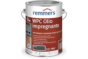 Remmers Olio di impregnazione WPC grigio, 2,5 litri, olio a base di solvente per WPC all'interno e all'esterno, per terrazze, recinzioni o mobili da giardino di WPC, Resysta e bambù