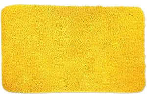 WohnDirect Dywanik łazienkowy, żółty, antypoślizgowy, 50 x 80 cm, zestaw dywaników łazienkowych, nadaje się do prania